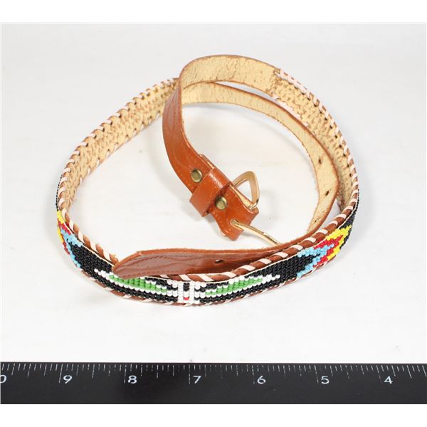 #1357  1980'S BELT WITH FIRST NATIONS BEADWORK