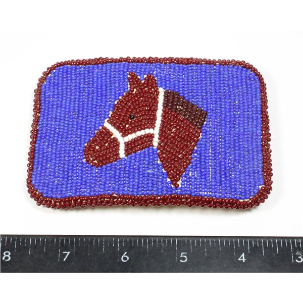 #1366 FIRST NATIONS BEADED BELT BUCKLE HORSE