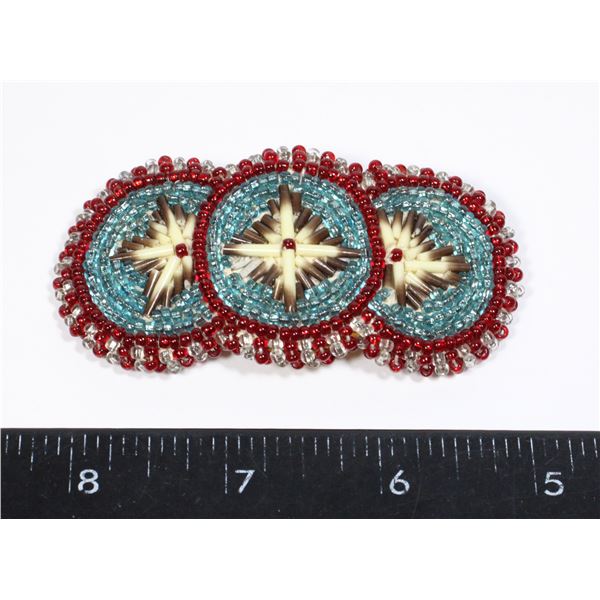 #1376 LATE 1900'S FIRST NATIONS BEADED BROACH PIN