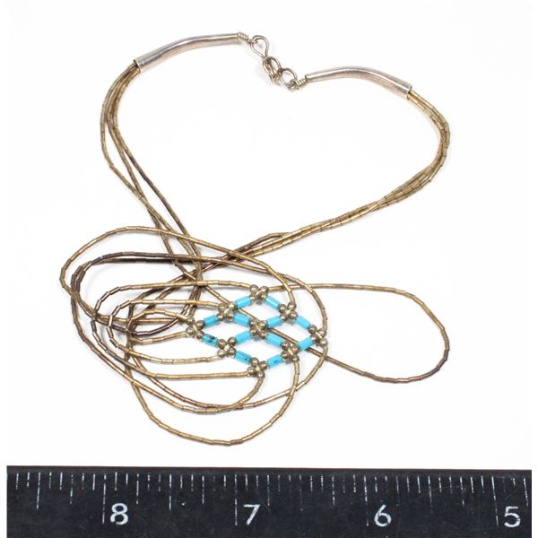 #1381 TURQUOISE BEADED NECKLACE 1900'S