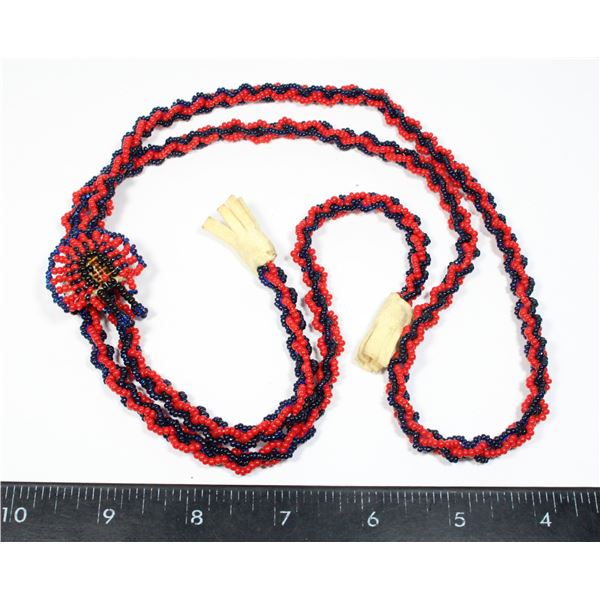 #1383 FIRST NATIONS BEADED BOLO TIE LATE 1900'S