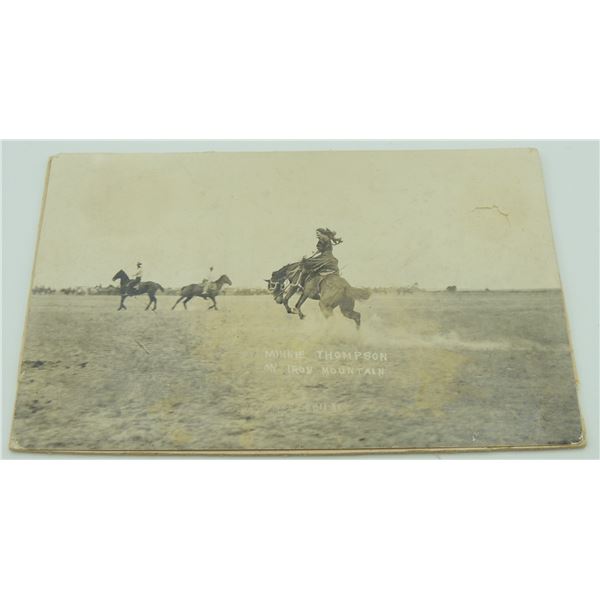 #1399 RPPC MINNIE THOMPSON ON IRON MOUNTAIN