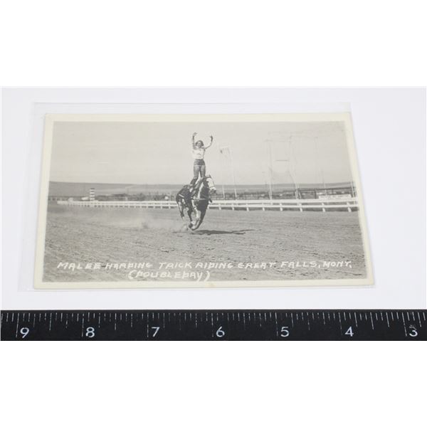#1413 RPPC MARLLE HARDING TRICK RIDING GREAT FALLS