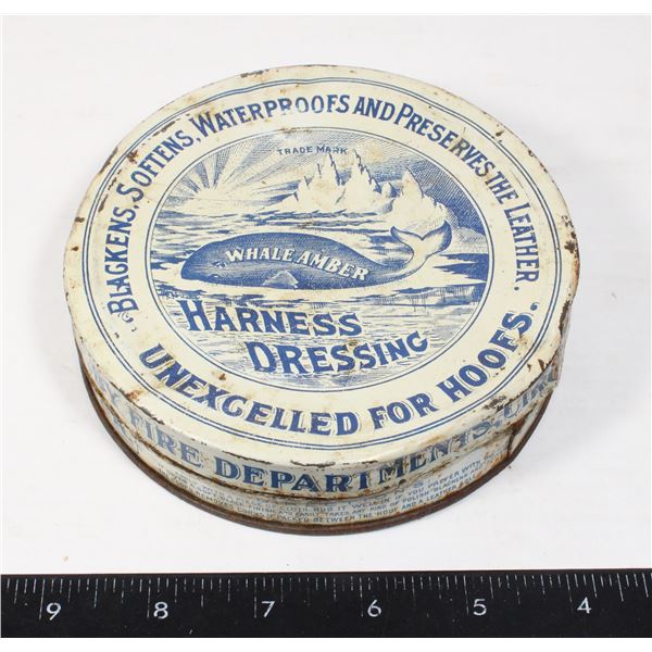 #1429 1800'S WHALE AMBER HARNESS DRESSING TIN