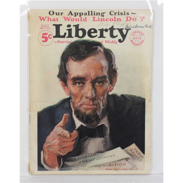 #1435 LIBERTY MAGAZINE FEBRUARY 1932 ABE LINCOLN