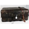Image 1 : #1441 ANTIQUE LEATHER HEAVY TRUNK EARLY 1900'S