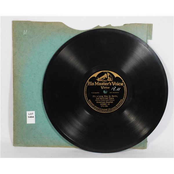 #1494 WW1 USA ARMY RECORD RCA 78 RECORD