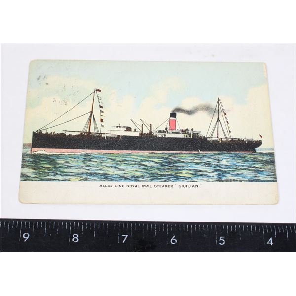 #1510  ROYAL MAIL STEAMER "SICILIAN" POSTCARD