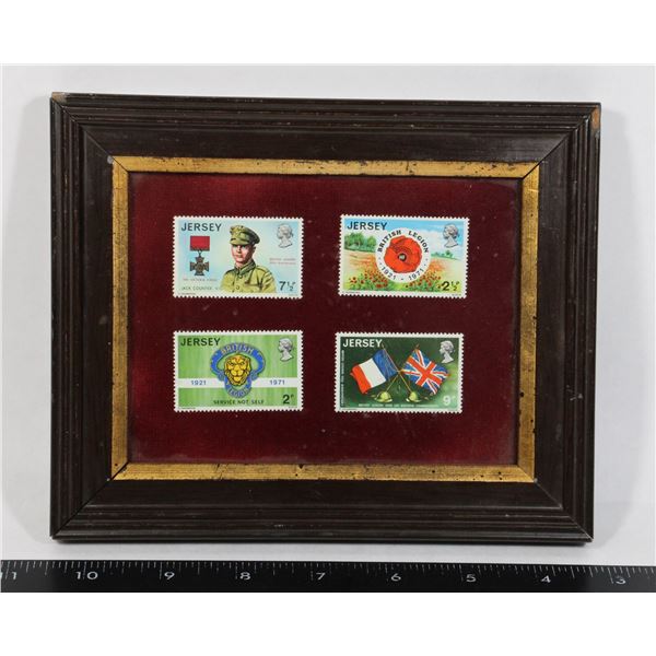 #1518 SET OF 4 JERSEY UNITED KINGDOM FRAMED STAMPS