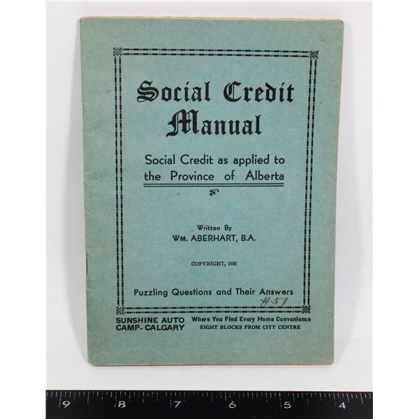 #1532 SOCIAL CREDIT MANUAL ALBERTA 1935