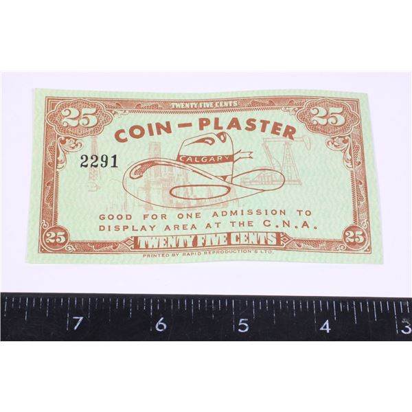 #1566 25 CENTS COIN PLASTIC CALGARY ALBERTA 1968