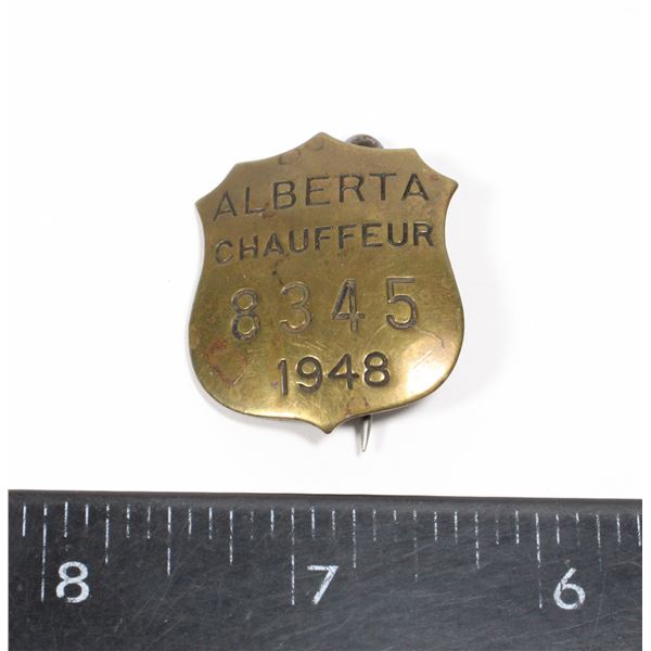 #1591 ALBERTA CHAUFFEUR 1948 BADGE #8345