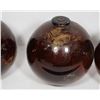 Image 2 : #1617 LOT OF 4 SMALL BROWN GLASS FLOAT BALL