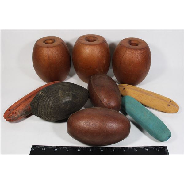 #1619 LOT OF VINTAGE FISHING FLOATS ASSORTED 1900S