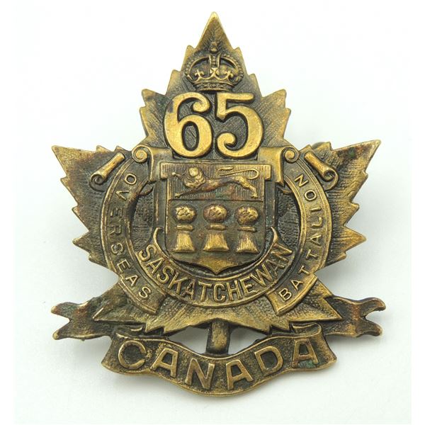 #613A WW2 65TH CEF SASKATCHEWAN CAP BADGE