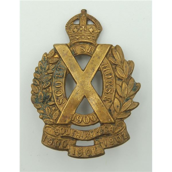 #613D WW1 BRITISH SCOTTISH HORSE CAP BADGE