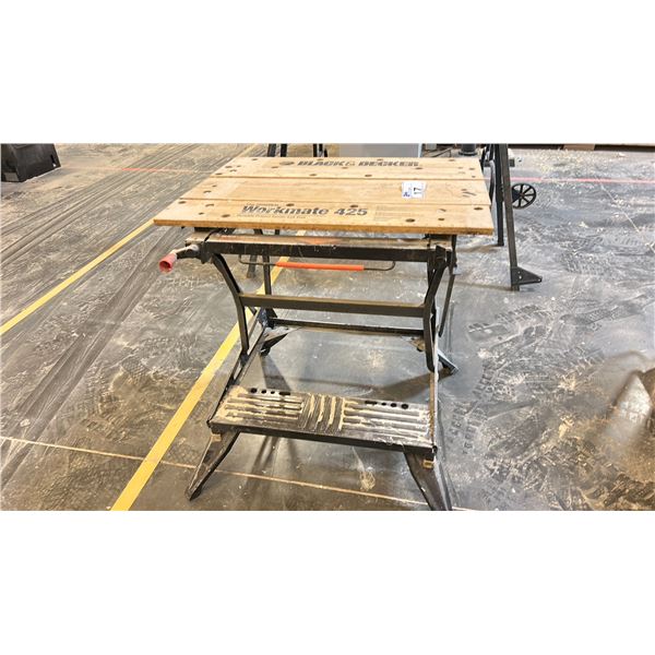 WORKMATE 425 WORK BENCH, 1 HANDLE IS BROKEN BUT WORKS.