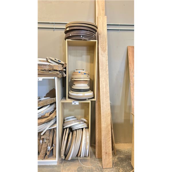 CABINET WITH CONTENTS, ASSORTED EDGEBANDING, APPROXIMATELY 57 ROLLS INCLUDING