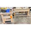 Image 1 : TWO WORKBENCHES AND CONTENTS. 7'X39", 7'X36". CONTENTS INC HINGES, DRAWER GLIDES, GLUE, ETC