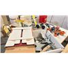Image 4 : TWO WORKBENCHES AND CONTENTS. 7'X39", 7'X36". CONTENTS INC HINGES, DRAWER GLIDES, GLUE, ETC