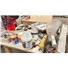 Image 5 : TWO WORKBENCHES AND CONTENTS. 7'X39", 7'X36". CONTENTS INC HINGES, DRAWER GLIDES, GLUE, ETC