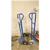 Image 1 : 2 BLUE 2-WHEEL DOLLIES, ONE HAS A FLAT TIRE.