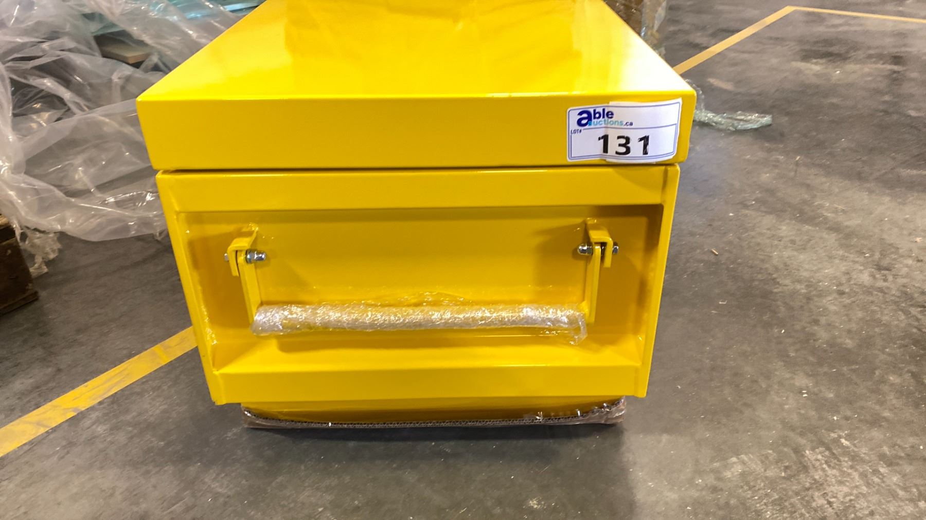 1-NEW YELLOW METAL TOOL LOCK BOX, 32-INCHES LENGTH, 19-INCHES-WIDTH, 17 ...