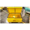Image 2 : 1-NEW YELLOW METAL TOOL LOCK BOX, 32-INCHES LENGTH, 19-INCHES-WIDTH, 17 3/4- INCHES HIGH