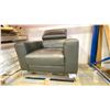 Image 1 : LEATHER LOUNGE CHAIR. 38 INCHES WIDE, RATCHET HEAD REST.