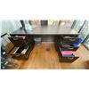 Image 2 : 72 IN X 41 IN DOUBLE PEDESTAL DESK WITH TWO 36 INCH CREDENZAS AND A 36 INCH COMPUTER TABLE.