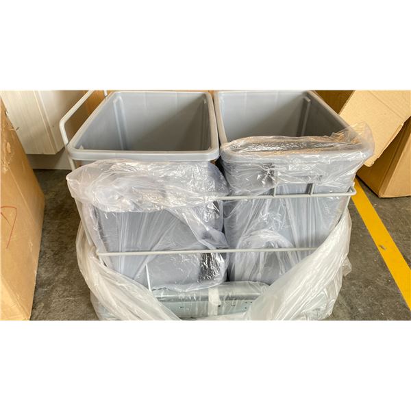PULL OUT GARBAGE/RECYCLE BINS FOR 15 INCH CABINET.