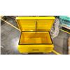 Image 2 : 1-NEW YELLOW METAL TOOL LOCK BOX, 32-INCHES LENGTH, 19-INCHES-WIDTH, 17 3/4- INCHES HIGH