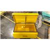Image 2 : 1-NEW YELLOW METAL TOOL LOCK BOX, 32-INCHES LENGTH, 19-INCHES-WIDTH, 17 3/4- INCHES HIGH