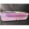 Image 4 : 2 Wheat Fiber Bento Lunch Boxes (3-Compartment); Cutlery Included - Purple - New Sealed