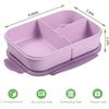 Image 5 : 2 Wheat Fiber Bento Lunch Boxes (3-Compartment); Cutlery Included - Purple - New Sealed