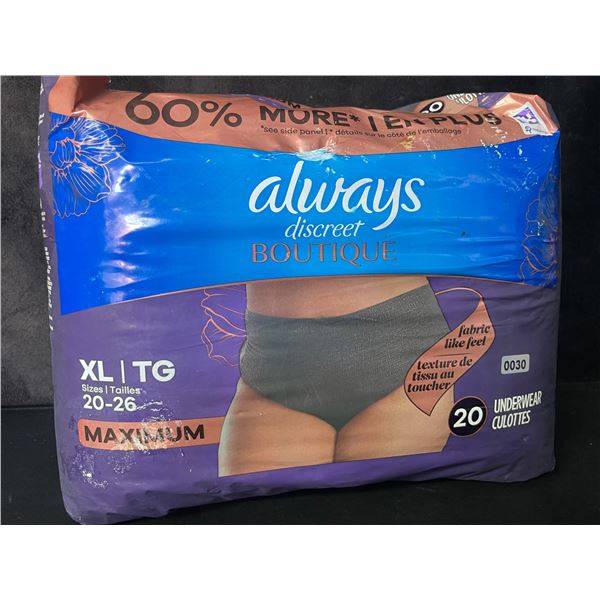 20-Pack of Always Discreet Boutique Incontinence/Postpartum Underwear for Women (XL) - New