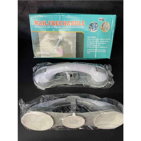 2-Pack of Easy-Grip Suction Handles for Bathroom/Household - No Drilling - New