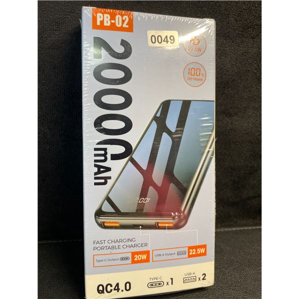 1 High-Capacity Power Bank (20,000mAh) Fast Charging Portable Charger - New Sealed