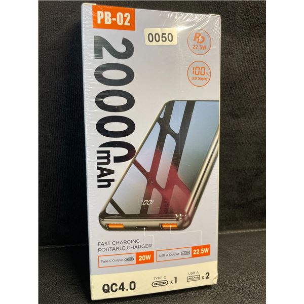 1 High-Capacity Power Bank (20,000mAh) Fast Charging Portable Charger - New Sealed