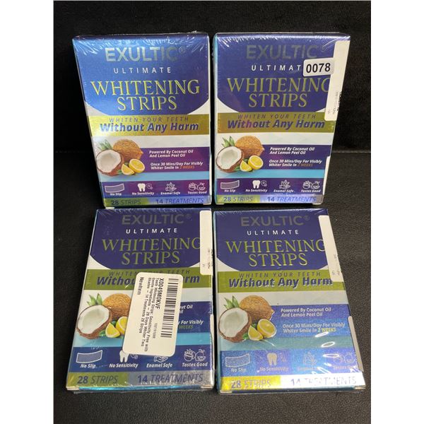 4 Boxes of Exultic Ultimate Teeth Whitening Strips - 28 Strips Per Box - New Sealed