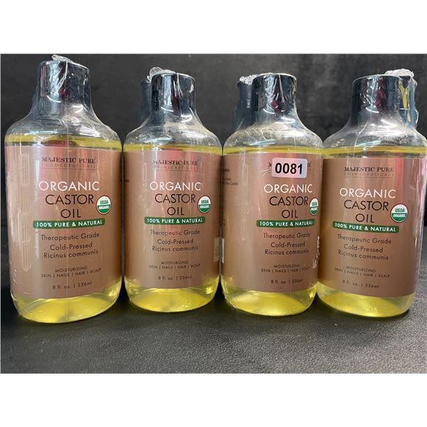 4 Majestic Pure Cosmeceuticals Organic Castor Oils (236ml Each) - New Sealed