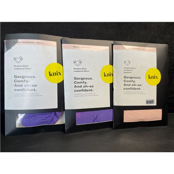 3 KNIX Leakproof Shadow Mesh Bikini/Boyshort Women's Underwear (Size XXXXL) - New