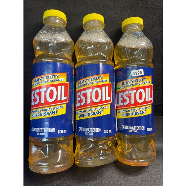 3 Bottles of Lestoil Heavy Duty Multi-Purpose Cleaners - 800ml Each - New