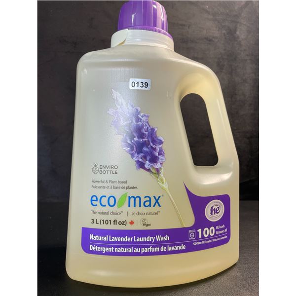 1 Jug of Eco Max Powerful & Plant-Based Natural Lavender Laundry Wash - 3L/100 Loads - New