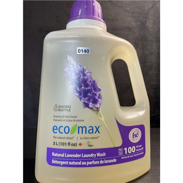 1 Jug of Eco Max Powerful & Plant-Based Natural Lavender Laundry Wash - 3L/100 Loads - New