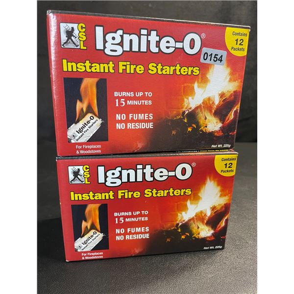 2 Boxes of Ignite-O Instant Fire Starters for Fireplaces/Grills/Camping and More - New
