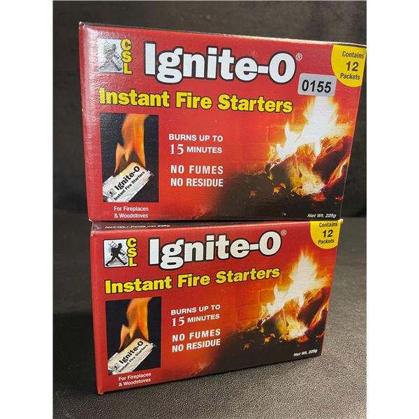 2 Boxes of Ignite-O Instant Fire Starters for Fireplaces/Grills/Camping and More - New