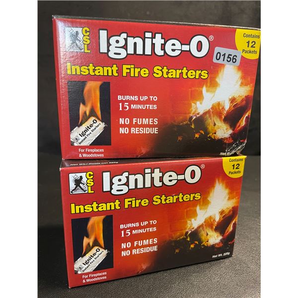 2 Boxes of Ignite-O Instant Fire Starters for Fireplaces/Grills/Camping and More - New