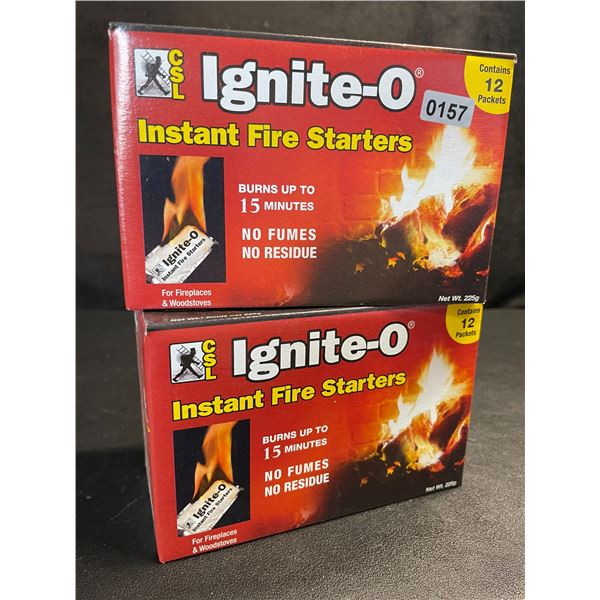 2 Boxes of Ignite-O Instant Fire Starters for Fireplaces/Grills/Camping and More - New