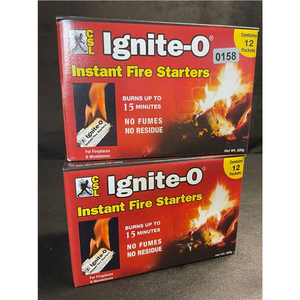 2 Boxes of Ignite-O Instant Fire Starters for Fireplaces/Grills/Camping and More - New